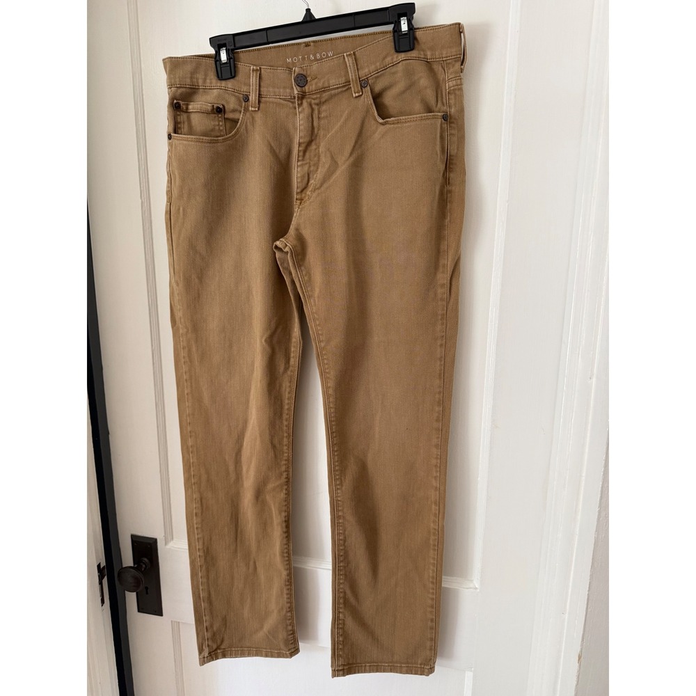 Mott & Bow Mercer Slim Jeans Mens 34x32 Khaki Tan Stretch NE-2926